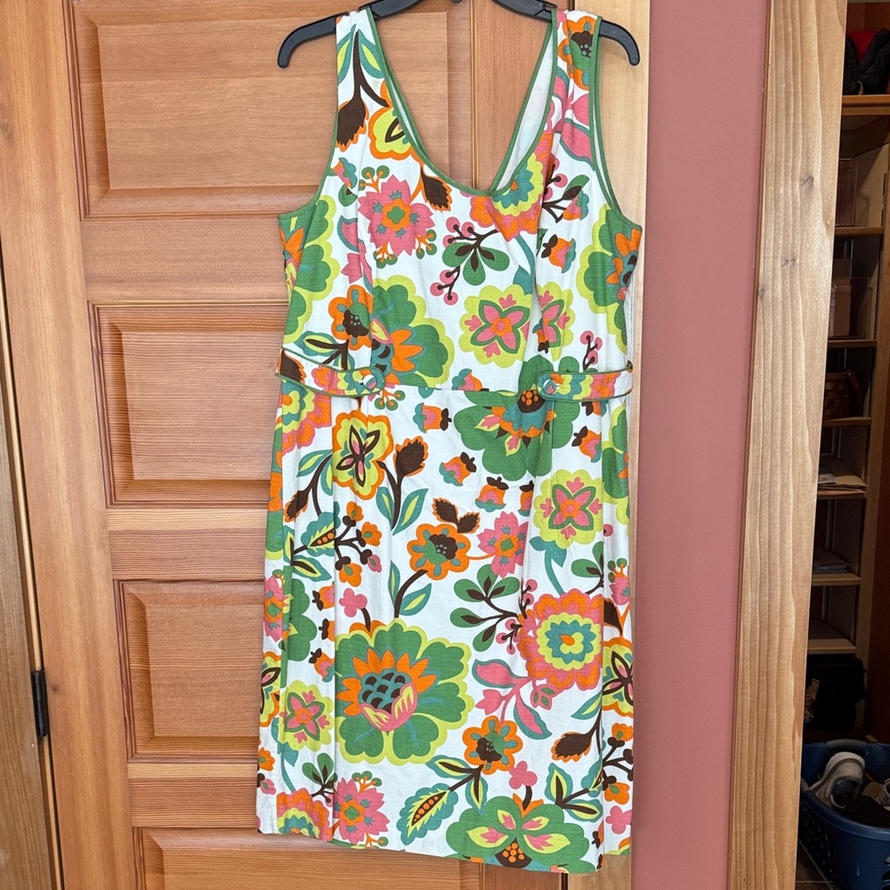 Boden Vibrant Floral Mini Dress - Green, Orange, Pink